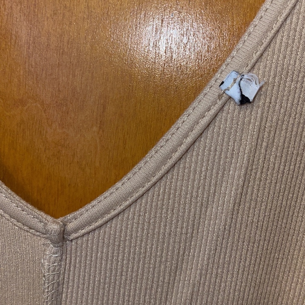 Beige Ribbed Pantsuit. Fashion Nova. Large. - Picture 14 of 15